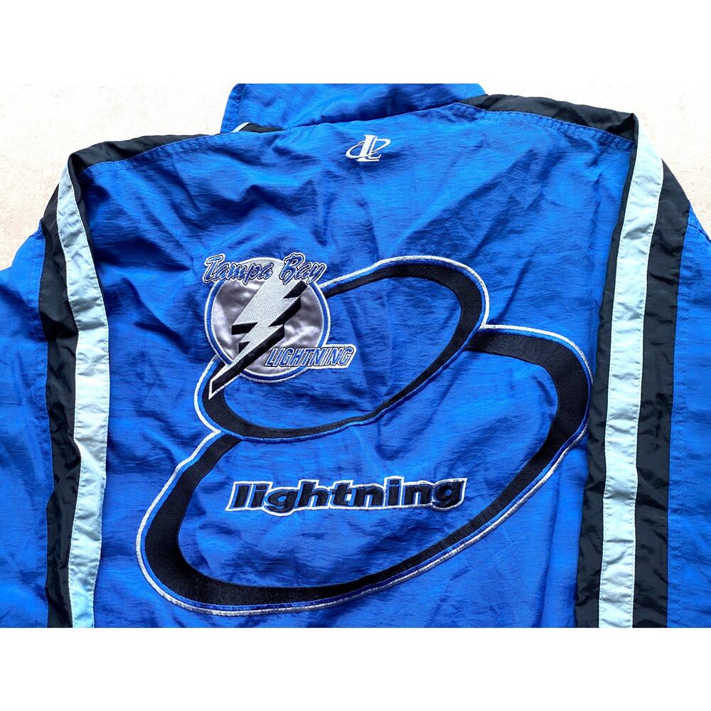 Tampa Bay Lightning 90s LOGO ATHLETIC windbreaker Circles jacket L blue NHL vtg